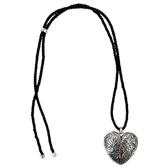 With Jean Heart Locket Silver Pendant Necklace - Picture 3 of 10